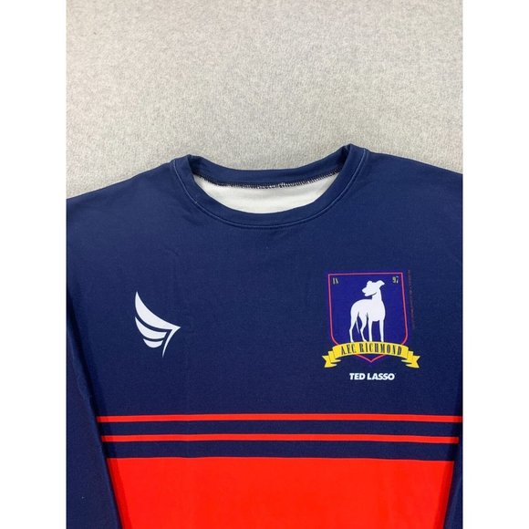 Ted Lasso AFC Richmond Crest Logo Soccer Crew Sweatshirt (Men's XL) Blue/Red - Picture 2 of 13